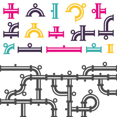 Pipeline parts. Vector illustration.