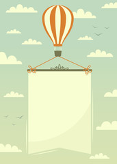 Fototapeta premium Hot air balloon with banner. Vector illustration.