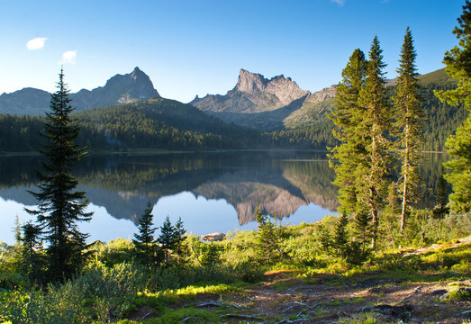 National park Ergaki in Krasnoyarsk region, lake Svetloe
