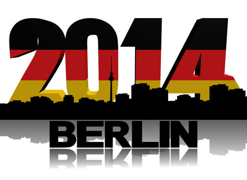 Berlin skyline with 2014 flag text illustration
