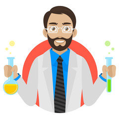 Scientist keeps test tubes in circle