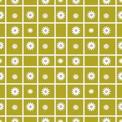 Checkered seamless pattern with flowers