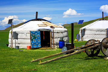 Mongolian ger camps with solar power