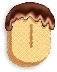 Number 0 consisting of wafers with chocolate cream