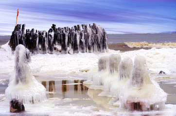 Ice desert.Baltic sea coast .Lithuania