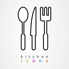 Kitchenware icon fork knife spoon