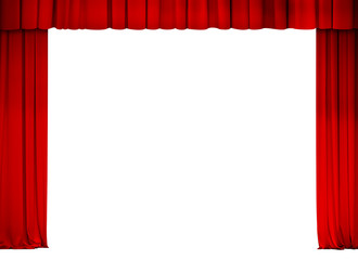 theater or cinema red curtain frame isolated on white