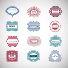 Labels In Retro And Vintage Style Isolated On Gray Background.