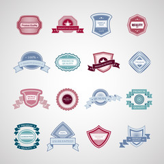 Labels In Retro Style Isolated On Gray Background