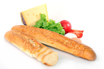 Baguette on white