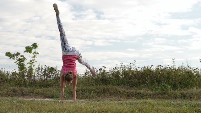 Girl training outdoor.