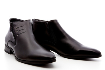 black, man's shoes on a white background