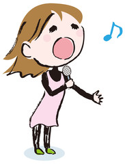 カラオケで歌う女性