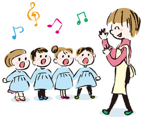 合唱する幼稚園児