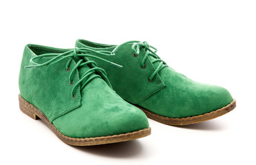 green, women's shoes on a white background