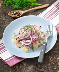 Herring salad with onion 