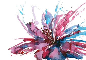 Printed kitchen splashbacks Paintings abstract flower