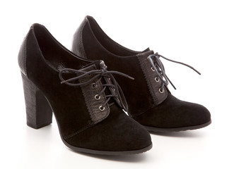 black, women's shoes on a white background