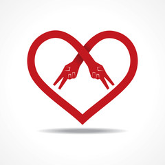 Victory hands make heart shape stock vector