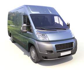 Blue commercial delivery van