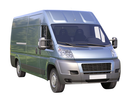 Blue commercial delivery van isolated