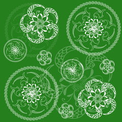Circular floral green background, tissue or scrapbooking