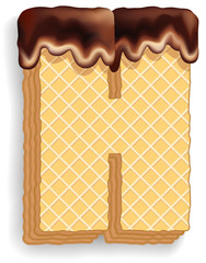 Letter H consisting of wafers with chocolate cream