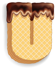 Letter U consisting of wafers with chocolate cream