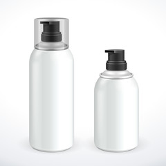 Two White Silver Metal Gray Aerosol Spray Metal 3D Bottle Can