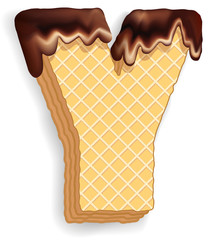 Letter Y consisting of wafers with chocolate cream