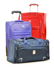 Luggage consisting of large suitcases and travel bag on white