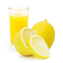 Glass of lemonade isolated on white