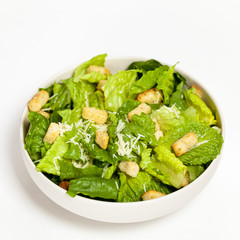 Caesar salad prepared on the classical recipe
