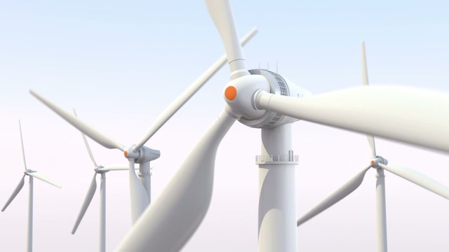 Wind turbines spinning in the wind