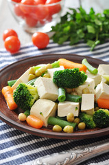 Tofu with  boiled vegetables