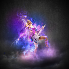 Rock passionate girl with  wings