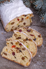traditional homemade Christmas sweet bread with dried fruit