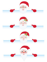 set of Santa Claus behind page illustrations