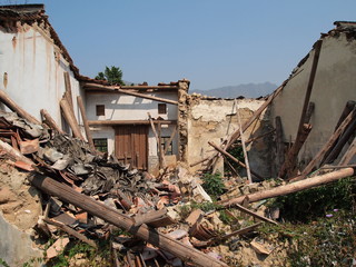 Fototapeta premium collapsed house in an abandoned village, Hong Kong