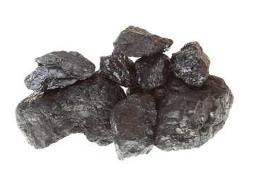 Pieces of coal isolated on white background