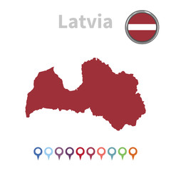 vector map and flag of Latvia