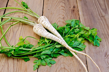 Parsley root on a blackboard