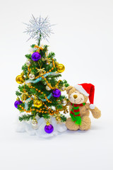 Christmas tree, teddy bear