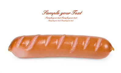 One sausage isolated on white background