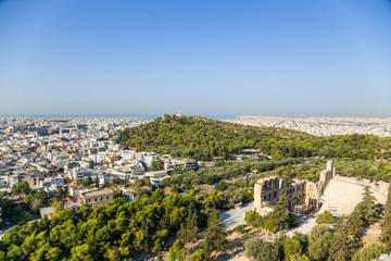 Fototapeta na wymiar View of Athens and The Odeon of Herodes Atticus