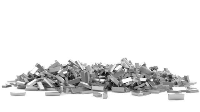 Animation of Silver Bars Falling with Alpha Channel. HQ Video 