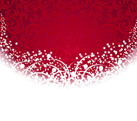 Winter background with snow and seamless pattern red