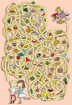 Food Maze Game. Solution in hidden layer!