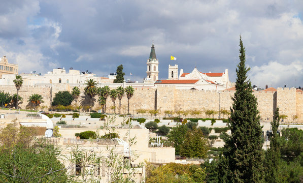 Walls, roofs and churches of Jerusalem