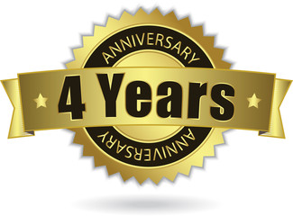 "4 Years Anniversary" - Retro Golden Ribbon, EPS 10 vector